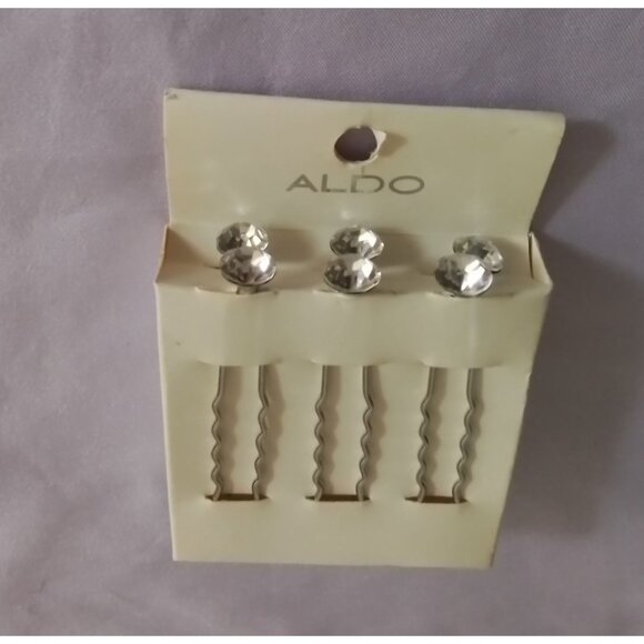 Aldo Hair Pins With Clear Crystal Accents Set Of 6 - Picture 1 of 2